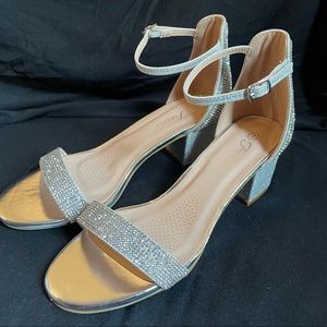 Silver rhinestones heels